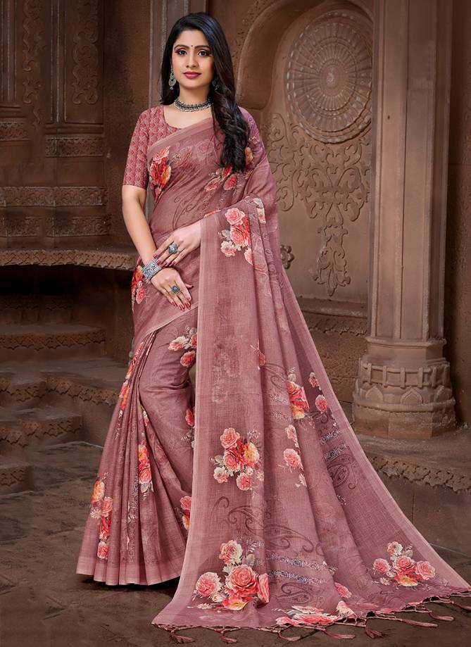 MAHI VE Fancy Designer Ethnic Wear Linen Digital Print Saree Collection